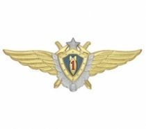 Знак Классность ВВС летчик-штурман 1 класс (голубой щит, серебряная звезда, мечи) нов/обр